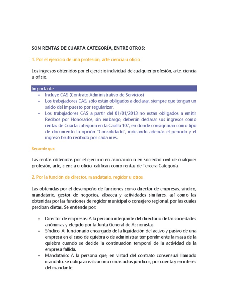 Guía sobre Rentas de Cuarta Categoría | PDF | Impuesto sobre la renta ...