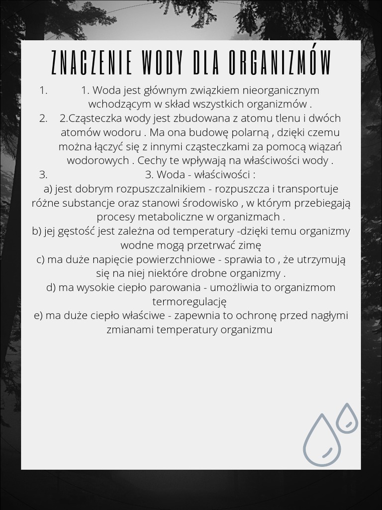 Znaczenie Wody Dla Organizmów PDF