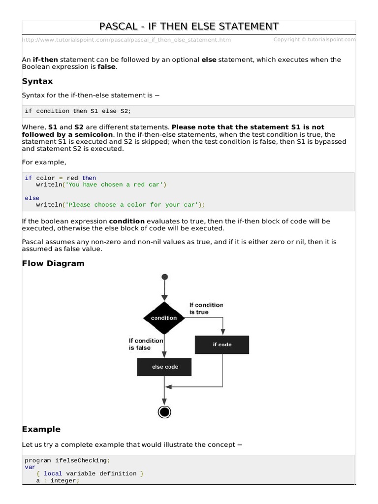 Pascal If Then Else Statement | PDF | Boolean Data Type | Computer Science
