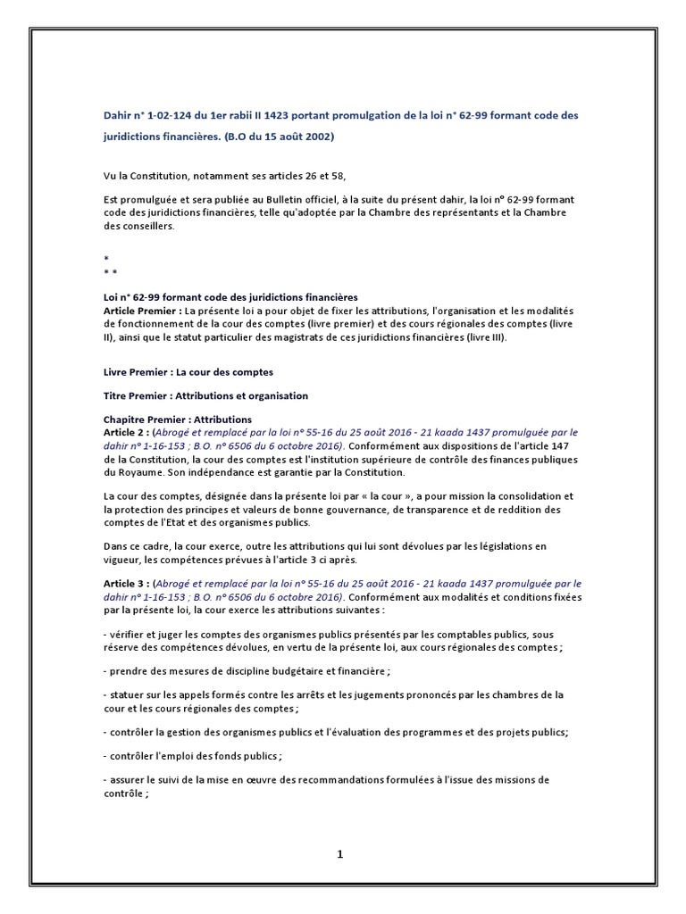 Pièce 1 Code Des Juridictions Financières | PDF | Magistrat ...