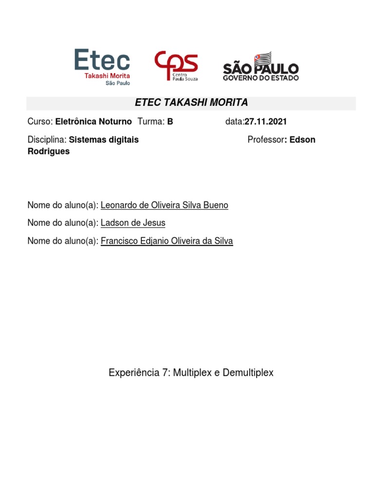 Funcionamento de MUX e DEMUX | PDF | Eletrônicos digitais | Circuitos ...