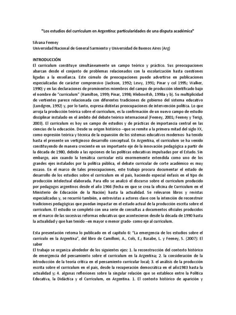 Estudios del Curriculum en Argentina | PDF | Plan de estudios | Método ...