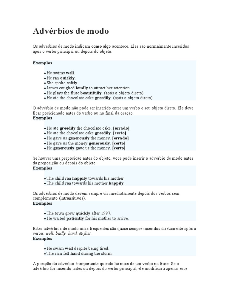 Adverbio de Modo | PDF | Linguística | Famílias linguísticas