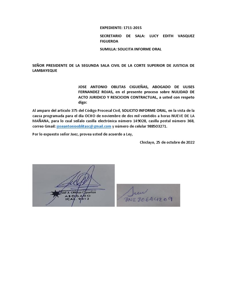 Solicito Informe Oral | PDF