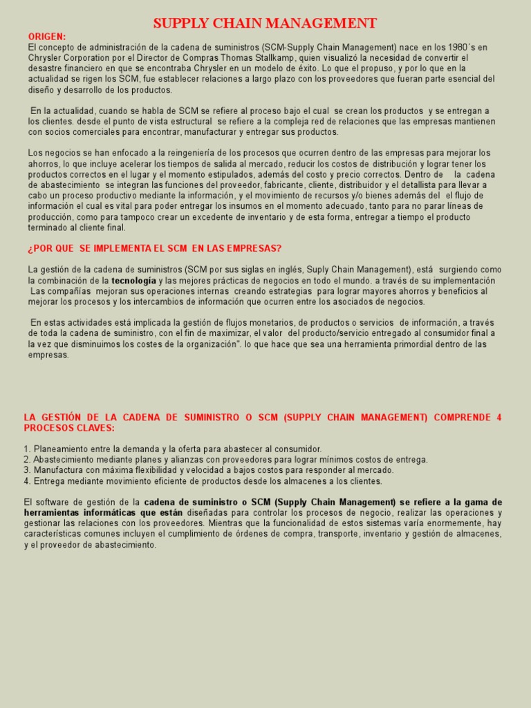 Qué es Supply Chain Management | PDF | Gestión de la cadena de ...