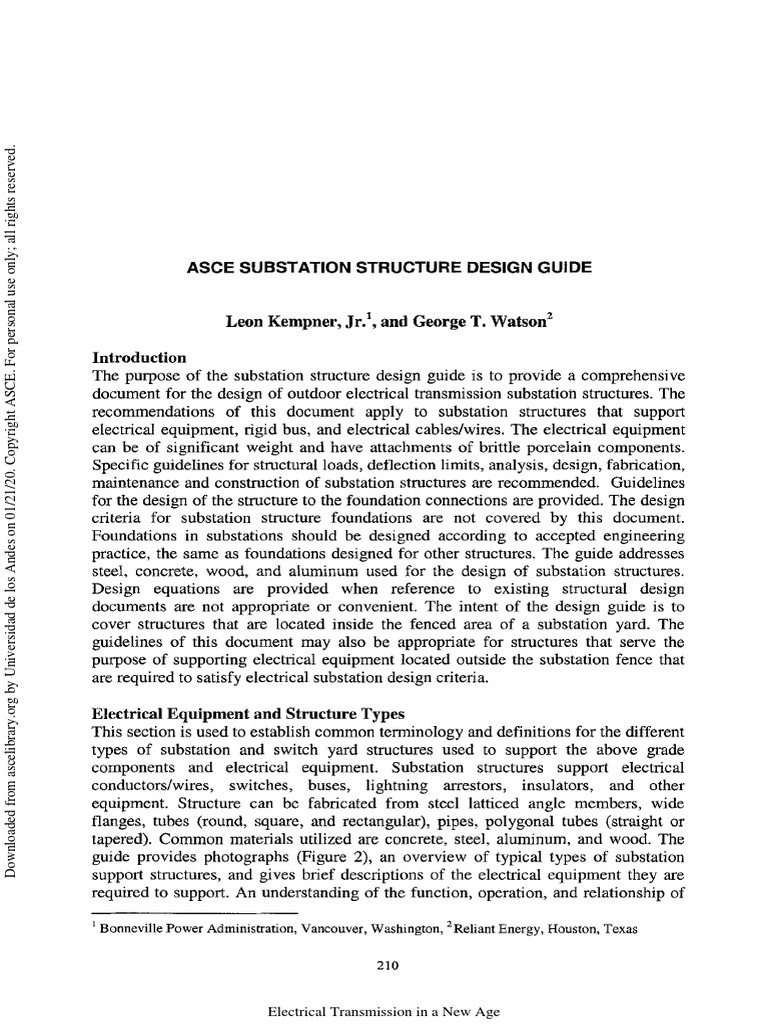 ASCE Substation Structure Design Guide | Download Free PDF | Electrical ...