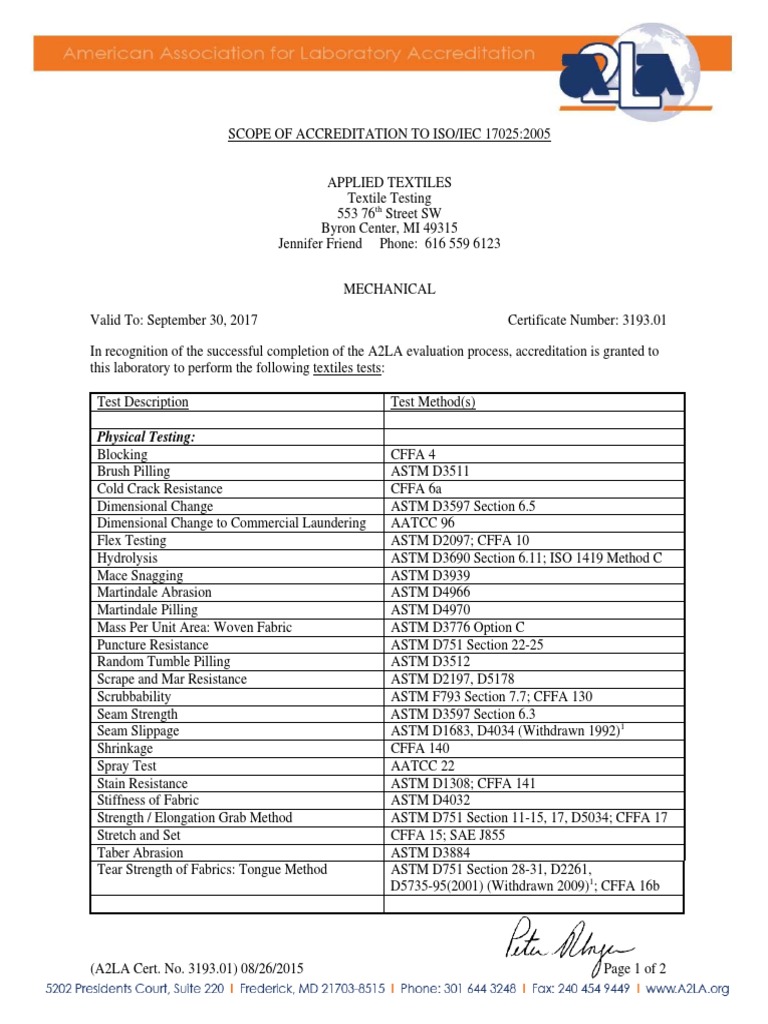 Textile Testing Accreditation | PDF | Textiles | Materials