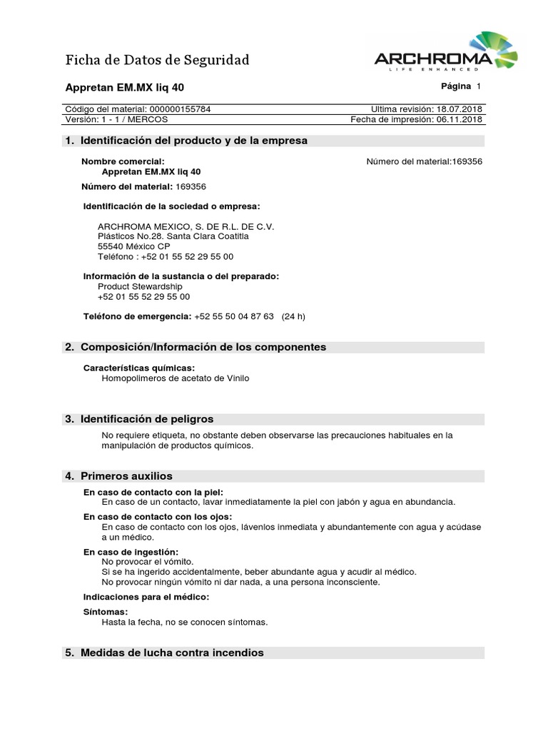 Appretan EM - MX Liq 40 | PDF | Agua | Solubilidad