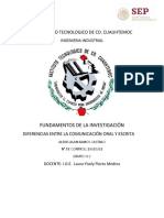 Cuadro Comparativo Entre Comuniación Oral y Escrita