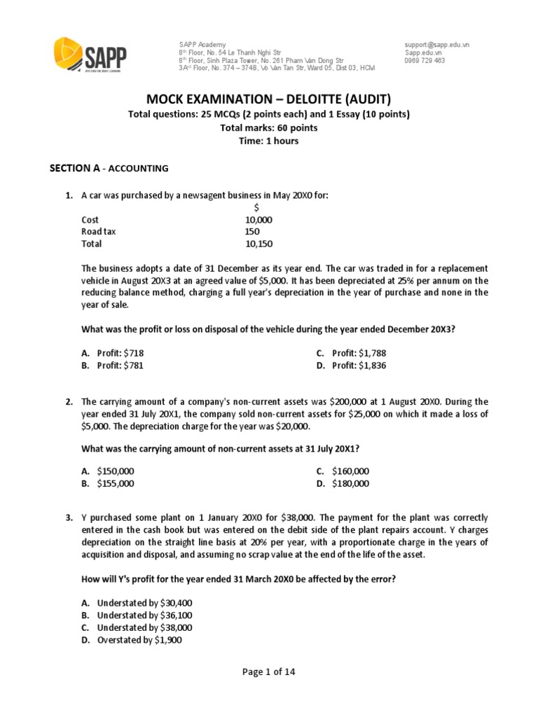 Final Test Deloitte Audit Q 3.19.2018 PDF Depreciation Taxes