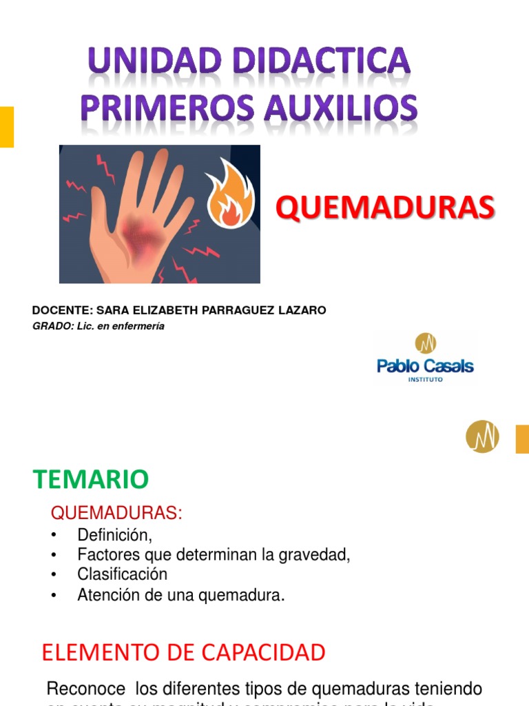 Tipos y Primeros Auxilios para Quemaduras | PDF | Quemar | Piel
