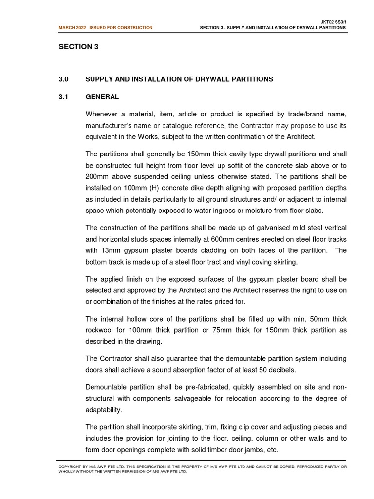 SS003-Drywall-Partitions Rev 0 | PDF | Drywall | Wall