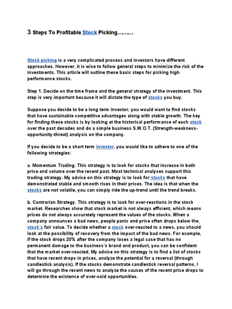 3 Steps To Profitable Stock Picking | PDF | Career & Growth