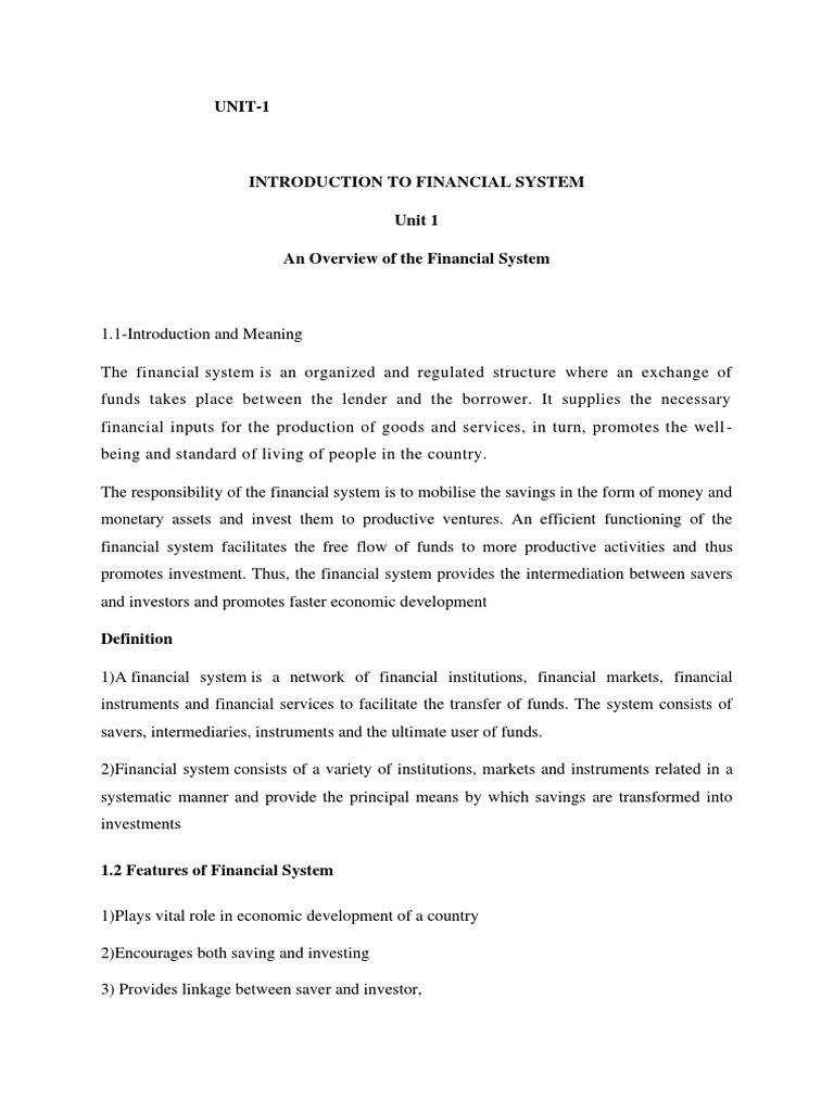 Overview of the Financial System | PDF | Financial Markets ...
