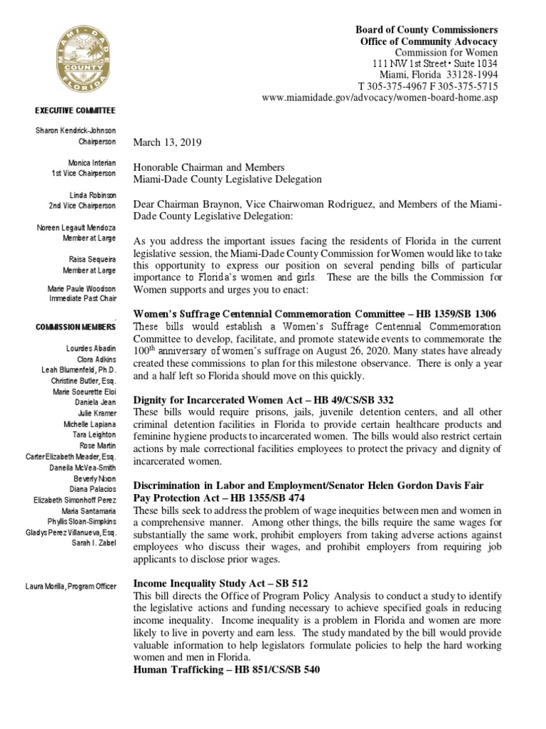 Letter To Miami-Dade Legislative Delegation-CFW Issue Positions-March ...
