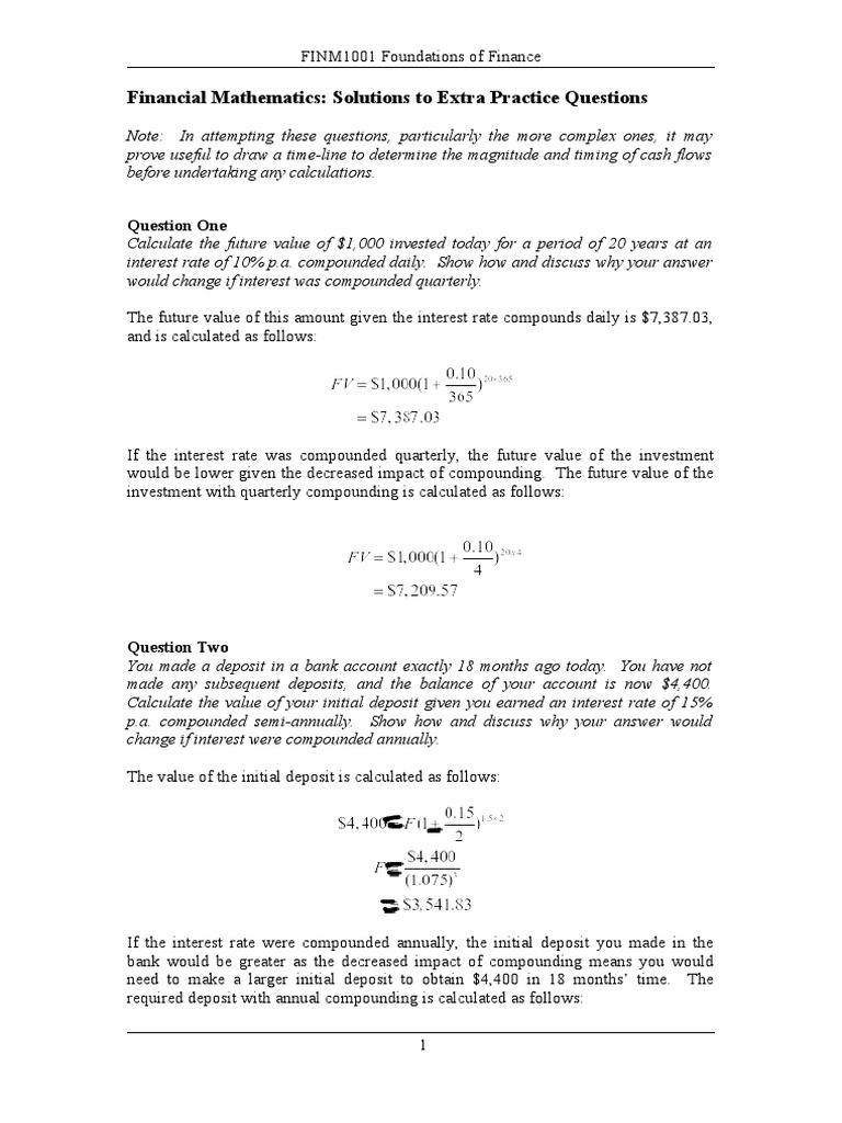 1b extra financial maths solutions to practice questions pdf