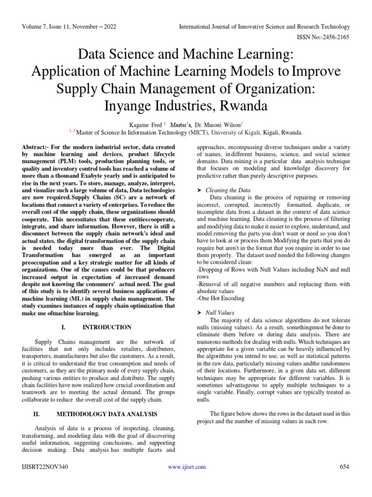 Data Science and Machine Learning Application of Machine Learning