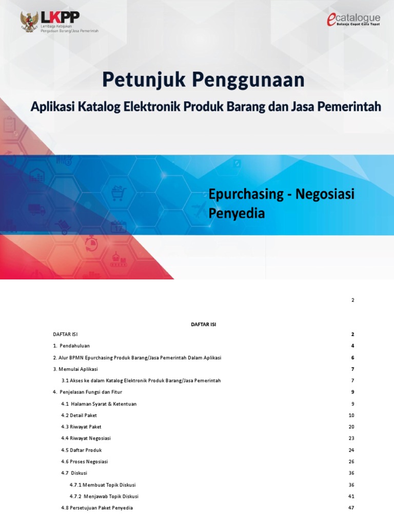 Petunjuk Penggunaan Aplikasi Epurchasing Katalog Elektronik
