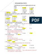 Gifted Students November Test - English Practice Test Key