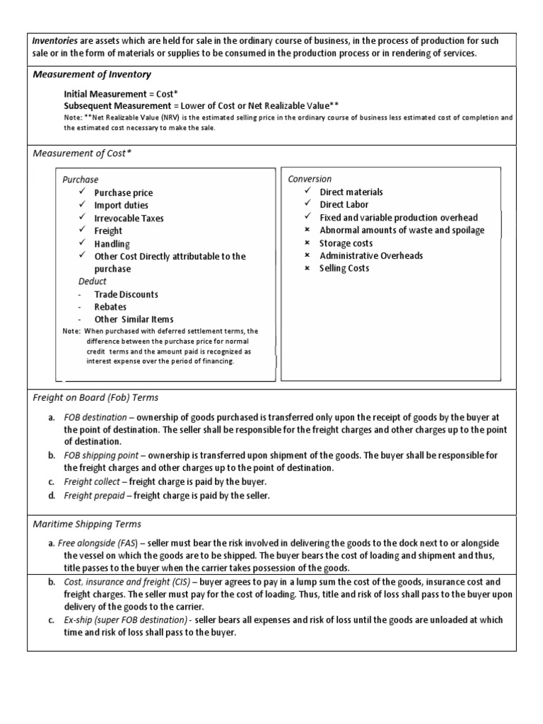 Inventories Notes Pdf Cost Of Goods Sold Inventory
