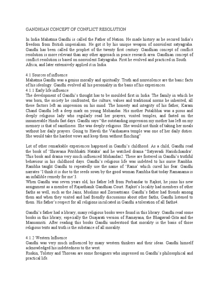 Gandhian Concept of Conflict Resolution | PDF | Mahatma Gandhi | Ahimsa