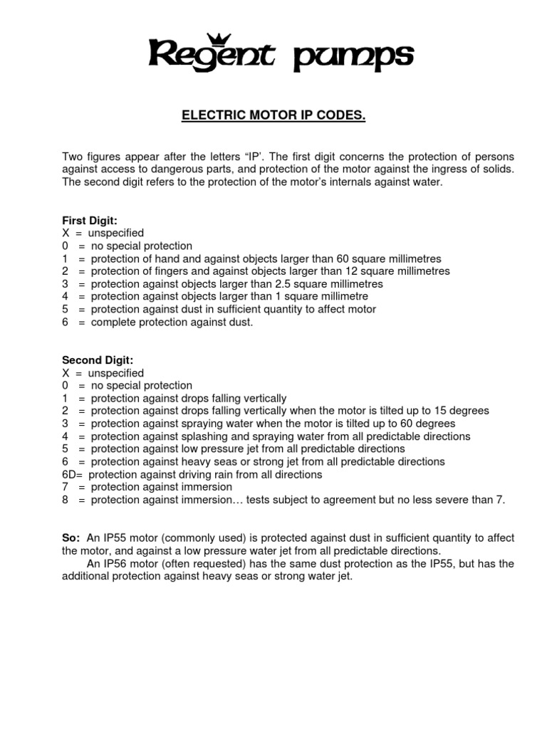 Electric Motor Ip Codes. First Digit PDF