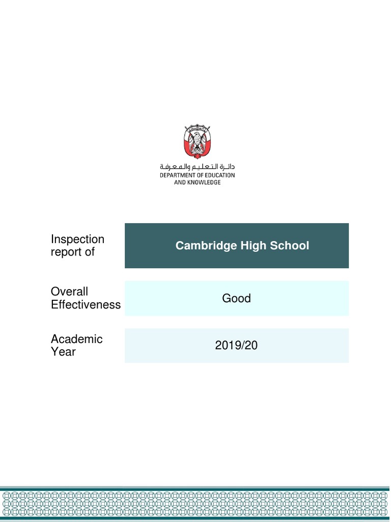 2019 Cambrdige High School Inspection Report Final ENG PDF Teaching Method Educational