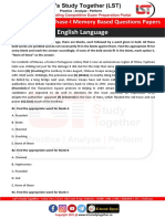 RBI Grade B 2021 Phase-I Memory Based Questions Papers - English Language