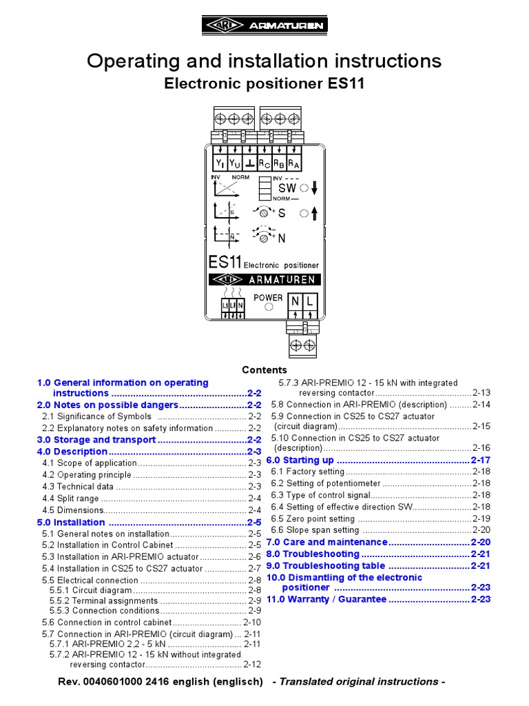 ES11 Electronic Positioner Guide | PDF | Science & Mathematics