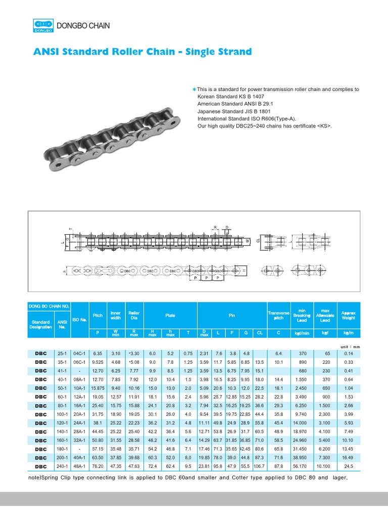 ANSI Standard Roller Chain PDF Mechanics Mechanical Engineering