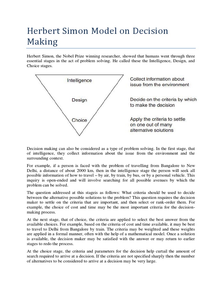 Herbert Simon's Decision Making Model | PDF