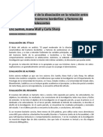 El Papel Moderador de La Disociación en La Relación Entre Características Del Trastorno Borderline y Factores de Autolesiones en Adolescentes (ANALISIS)