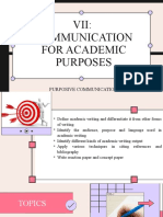VII Communication For Academic Purposes