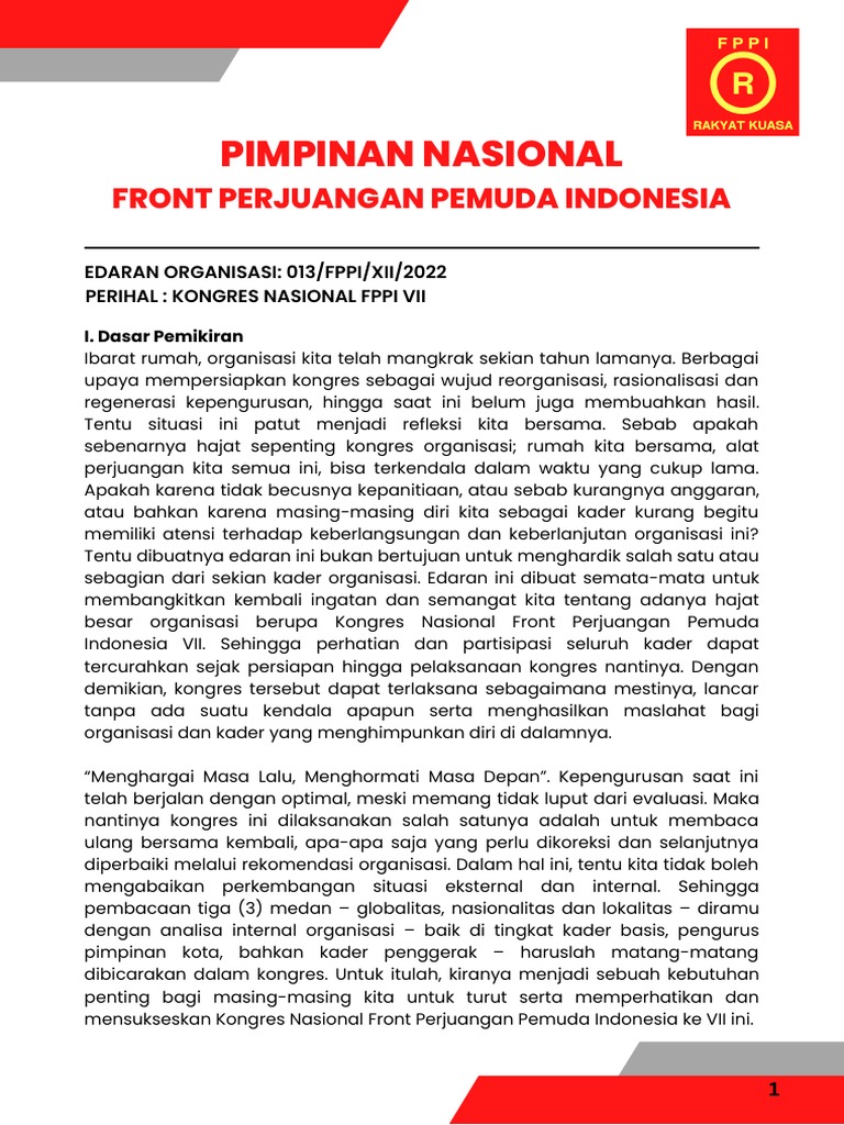Kongres Nasional FPPI VII: Persiapan dan Partisipasi | PDF