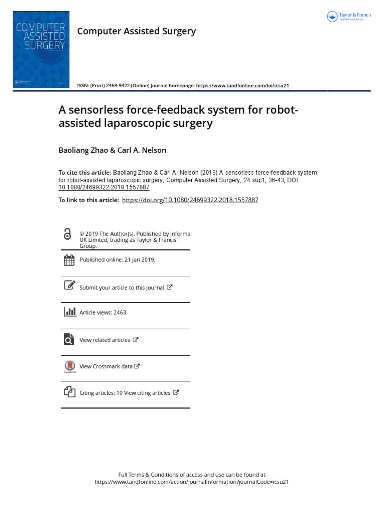 A Sensorless Force Feedback System For Robot Assisted Laparoscopic