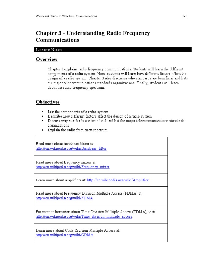 Chapter 3 - Understanding Radio Frequency Communications: Lecture Notes ...