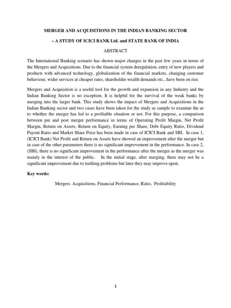Mergers & Acquisitions in Indian Banking | PDF | Mergers And ...