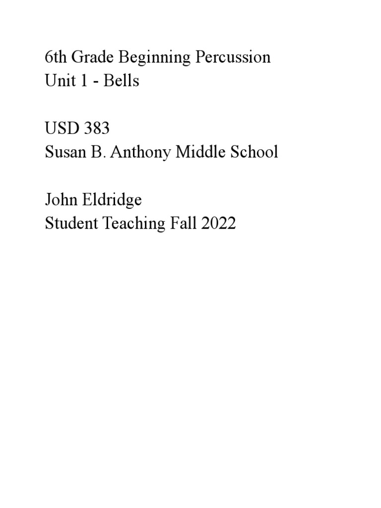 Beginning Band Percussion Bells Unit 1 PDF