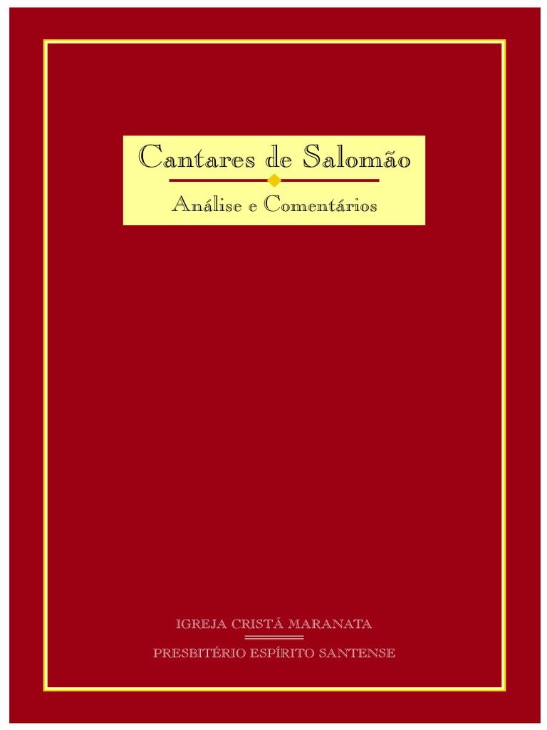 O Livro de Cantares PDF Arrebatamento cristão Salomão