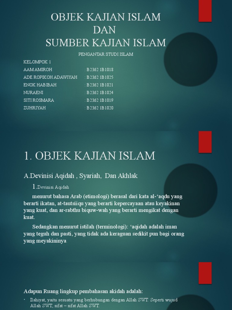 Objek dan Sumber Kajian Islam | PDF | Agama & Spiritualitas