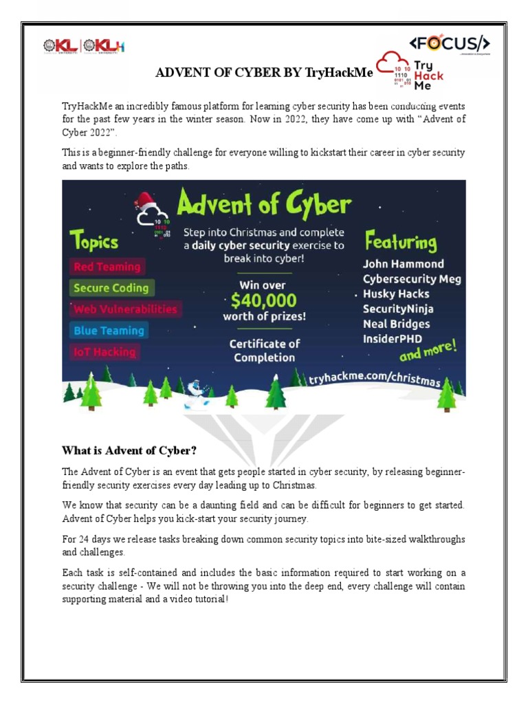 Advent of Cyber by Tryhackme PDF