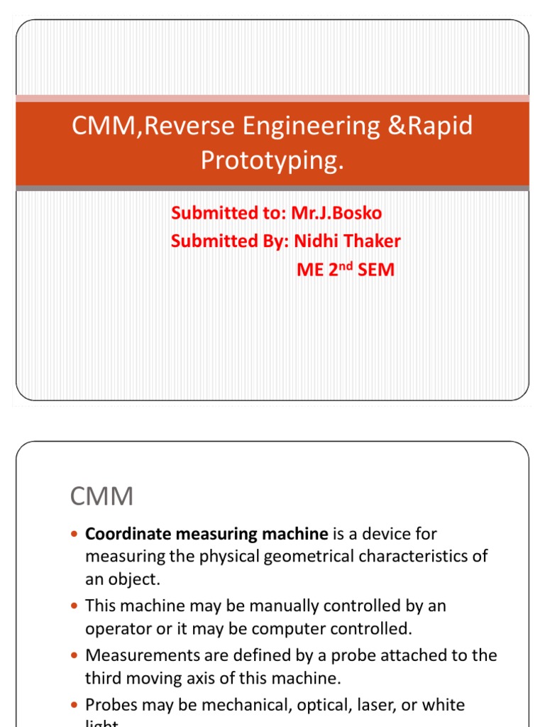 CMM and CAD for Reverse Engineering | PDF | Technology & Engineering