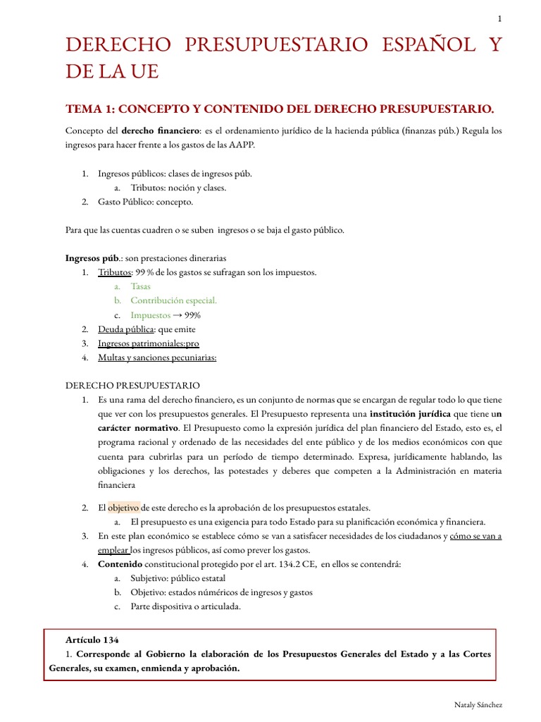 Derecho Presupuestario Español y de La Unión Europea | PDF ...