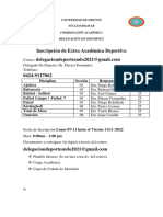 Inscripcion de Extra Académica Deportiva II - 2022