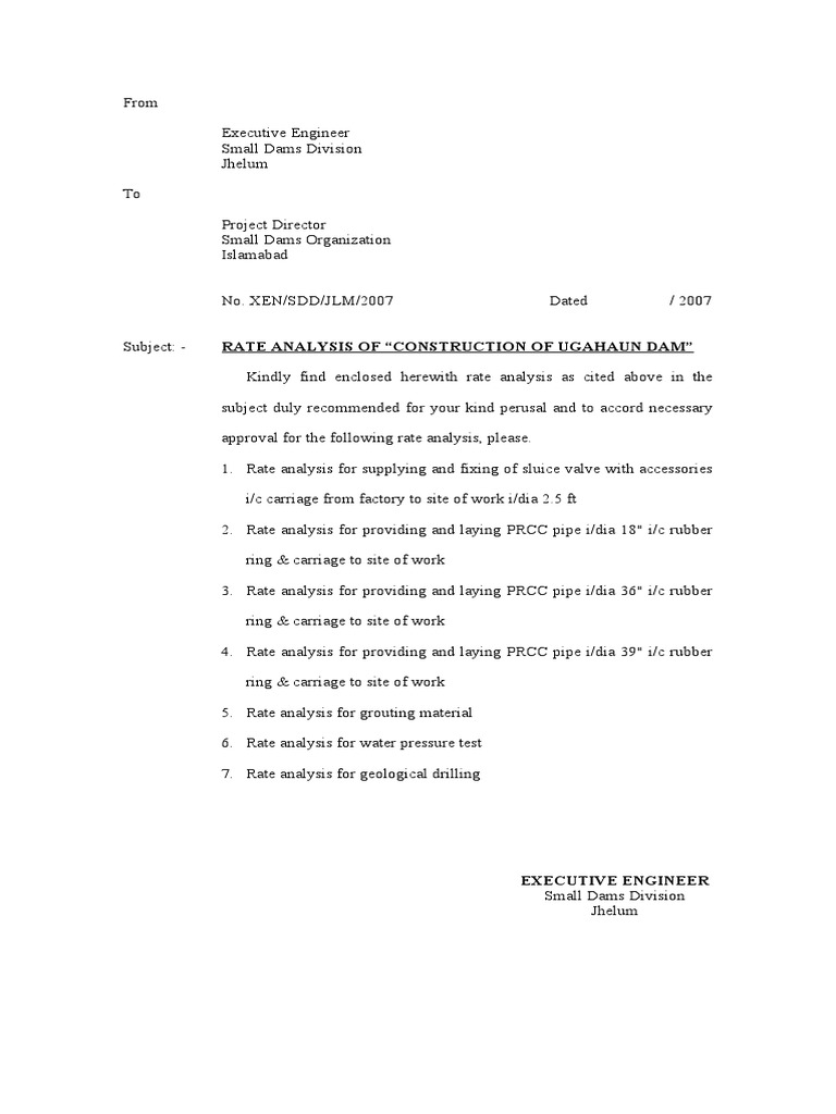 Rate Analysis letter | PDF