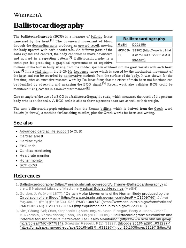 Ballistocardiography PDF Cardiovascular System Physiology