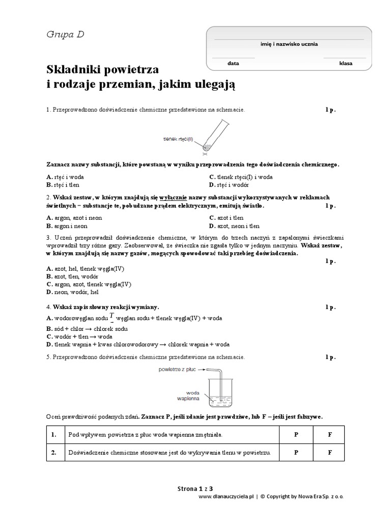 Składniki Powietrza I Rodzaje Przemian Jakim Ulegają Sprawdzian Pdf Odpowiedzi Sprawdzian 2 Skladniki Powietrza I Rodzaje Przemian Jakim Ulegaja Grupa