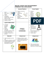 Choice Board and Peformance Tasks Rubric