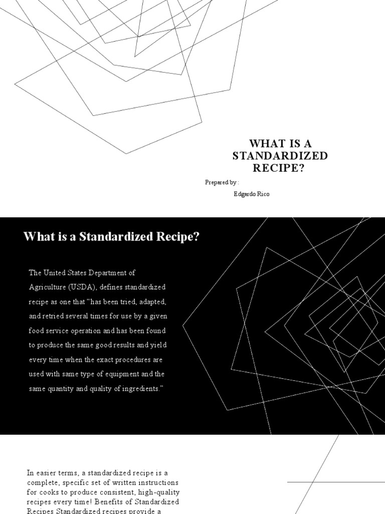 What is a Standardized Recipe PDF
