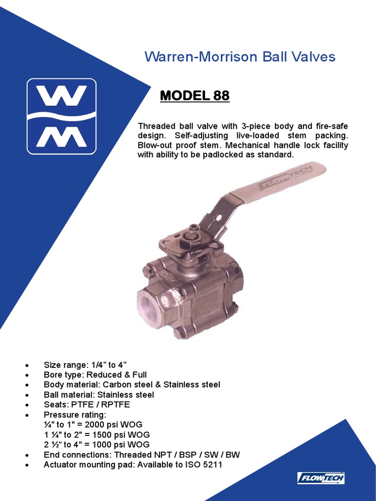 Warren Morrison Ball Valve Model 88 | PDF